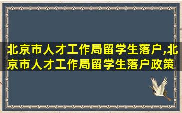 北京市人才工作局留学生落户,北京市人才工作局留学生落户政策 本科硕士